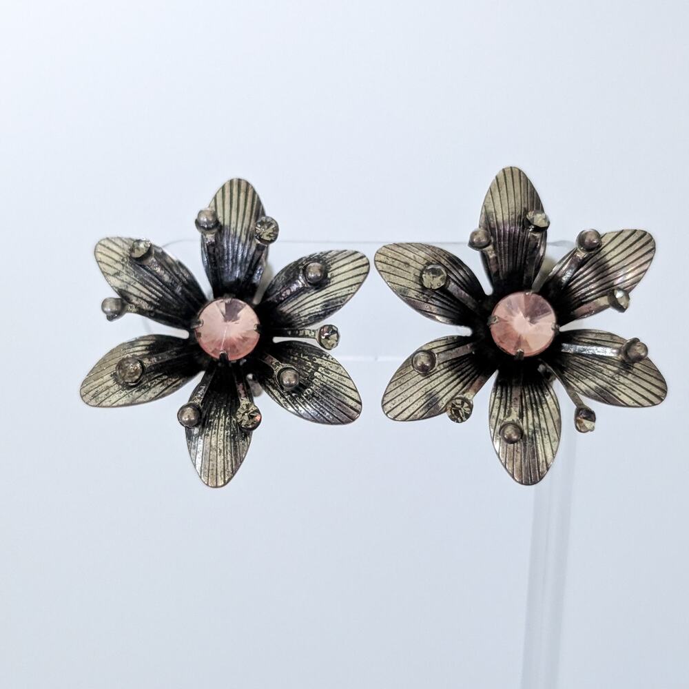Vintage Clip On Earrings Extra Large Statement Flower Whimsical